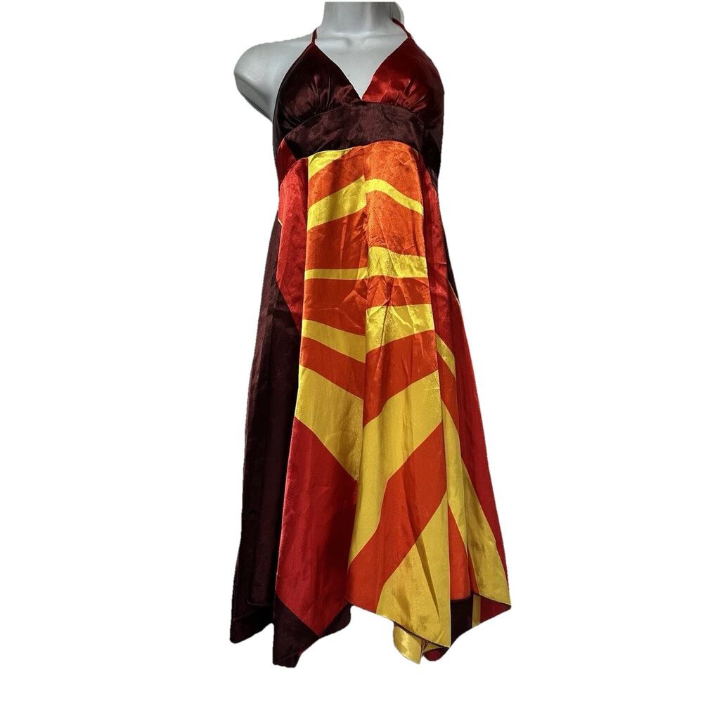 rubber ducky productions Red Yellow Halter dress Size S